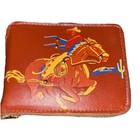 Vintage Kids Bi-fold Wallet Cowboy Horse Gun Zippered Cowboy Western Theme Haiti