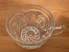Vintage  Clear Glass Coffee  tea Cup   Etched Free Shipping