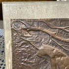 Vtg Copper Relief Wall Art Leopards Jungle Repouss   Mcm Decor 12 X 16    Panthers