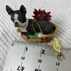 Danbury Mint Boston Terrier Dog Christmas Ornament Basket Flowers Figurine