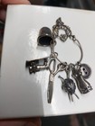 Antique Sterling Silver 925 Multi Mini Sewing Tool Chatelaine Pendant Charm