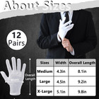 12 Pairs White Cotton Gloves Soft Cloth Dust Hand Gloves Work For Men Women Art 