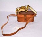 Antique Vintage Opera Glasses Binoculars White Mother Of Pearl   Handle Brass