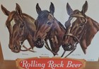 Rolling Rock Beer  Latrobe  Pa  3 Famous Thoroughbreds Horse Racing Easel Sign