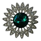 Sarah Coventry Emerald Green Kathleen Brooch Earrings Ring Set Rhinestone Pin