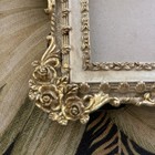 Vintage Ornate Resin Picture Frame Gold   Gray Floral Design W glass