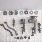 Vintage  3    51 Universal Hand Crank Table Mount Meat Grinder W  Blades Working