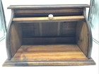 Vintage Roll Top Bread Box Storage Primitive Rustic Farmhouse Wooden