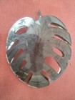 Vintage Mid Century Lucite Acrylic Plastic  L Eaf Decor  Gray W  Gold Flakes