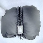 Police Mens Double Braided Leather Bracelet Black Steel Crystal Clasp S New Tag