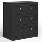 Black 3 Drawer Dresser Wood Nightstand Chest Of Drawers Bedroom Closet Entryway