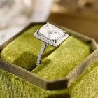 2 50ct Radiant Cut Moissanite Halo Wedding Engagement Ring 14k White Gold Plated