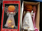 Hol Vintage 1960s Angel Tree Topper Doll Head 10 Color Lights 9  In Box Mint
