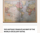 Rare Antique 1900 World Map In Color