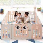 14-panel Baby Playpen Kids Activity Center Foldable Play Yard W  Lock Door Pink