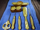 Celluloid Art Deco Vanity Set Lot Of 8 Pieces Floral Very Nice