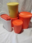 Tupperware Vintage Harvest Orange yellow  Juice Set Of 5 Wlids   tpw