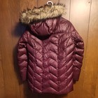 Lands  End Womens M 10-12 Down Parka Puffer Coat Purple Faux Fur Hooded Jacket
