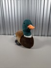 Fao Schwarz Lying Duck Plush Realistic Mallard Green Brown 13    Euc