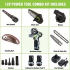 Cordless Detail Belt Sander Mini Chain Saw Electric Blower 3-in-1 Power Tool Kit