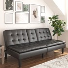 Memory Foam Futon 71 5in Black Faux Leather Sofa Bed With Cupholder Usb