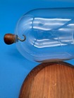 Antique Pocked Watch Display Case Glass Dome Hook Wood Base