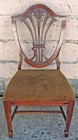Antique Colonial Shield Back Hepplewhite Solid Wooden Side Accent Fabric Chair