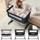 Used Dark Grey Baby Bedside Sleeper Bassinet With Mosquito Net  Adjustable