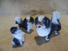 Cute Family Of Pekingese Dog Figurines Miniature Bone China Japan