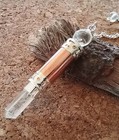 Large Copper And Crystal Dowsing Pendulum Wand With Chakra Chain And Pouch