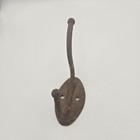 3 Vtg Cast Metal Double Arm Coat Hat Wall Hook Patina Lot Farmhouse Rustic Read