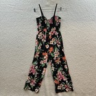No Boundries Black Floral Tie Front Romper Jumpsuit Remove Straps Women   s Size S