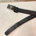 Prada Men   s Black Leather Dress Belt Size 34 Regular 1 5  Gold Logo Buckle