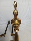 Vtg Federal Style Brass Cast Iron Fireplace Andirons Log Holder Fire Dogs 19   