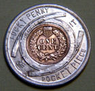 Encased 1901 Pan American Exposition World s Fair Indian Head Penny Token   1139