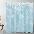 Winter White Snowflake Blue Christmas Shower Curtain Set For Bathroom Decor