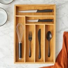 Bamboo Silverware Drawer Organizer With 6 Slots  17 X 11 75 X 1 75 Inches