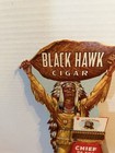 1930s Blackhawk Cigar Indian Cardboard Diecut Advertising Sign Smoking Tobacco