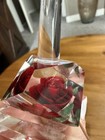 Vintage Mcm Lucite Ring Holder Red Rose Reversed Carved 1950s Mid Century Modern