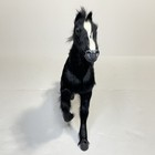 Vintage Realistic Black Stallion Horse Figurine Real Goat Fur   Glass Eyes 11   
