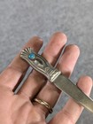 Old Native American Silver   Turquoise Engraved Letter Opener