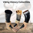 3pc Viking Drinking Horn   Stand Set 100  Real Horn Viking Ale Ceremonial Gift