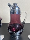 Farber Bros Cambridge Glass Amethyst Cocktail Shaker Glass Set