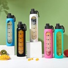 Glass Water Bottles 32 Oz With Silicone Sleeve Drinking Hydration Bottles Reusab