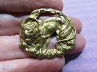 Vintage Button large Pierced Metal Lion Or Tiger big Cat  approx  1-3 8  Across 