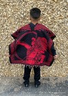 Kids Poncho  Azteca  costume   Blanket Gaban   6-12 Years   New   Black - Red