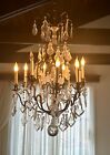 Antique French Vintage 9-light Medium Chandeliers Ceiling Light Brass Crystals