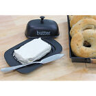 Black Enamel Butter Dish With Cover  Modern Farmhouse Style Server With Cover