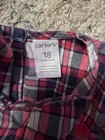 Carter s Girls 18m Pink Navy Plaid Long Sleeve A-line Cotton Button Shirt