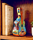 Talavera Guitar Mexican Pottery Folk Art Wall Or Surface Figure